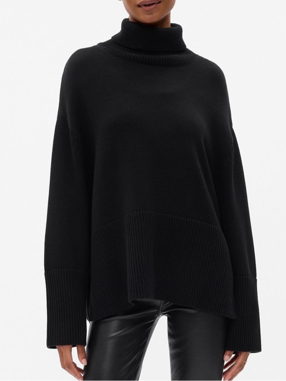GAP Womens Black Oversized Turtleneck Sweater Size Small